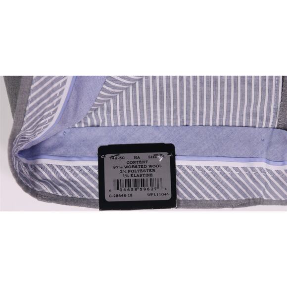 Berle Gray Wool Stretch Flat Front Dress Pants Trousers 34 x unhemmed New - Picture 6 of 9